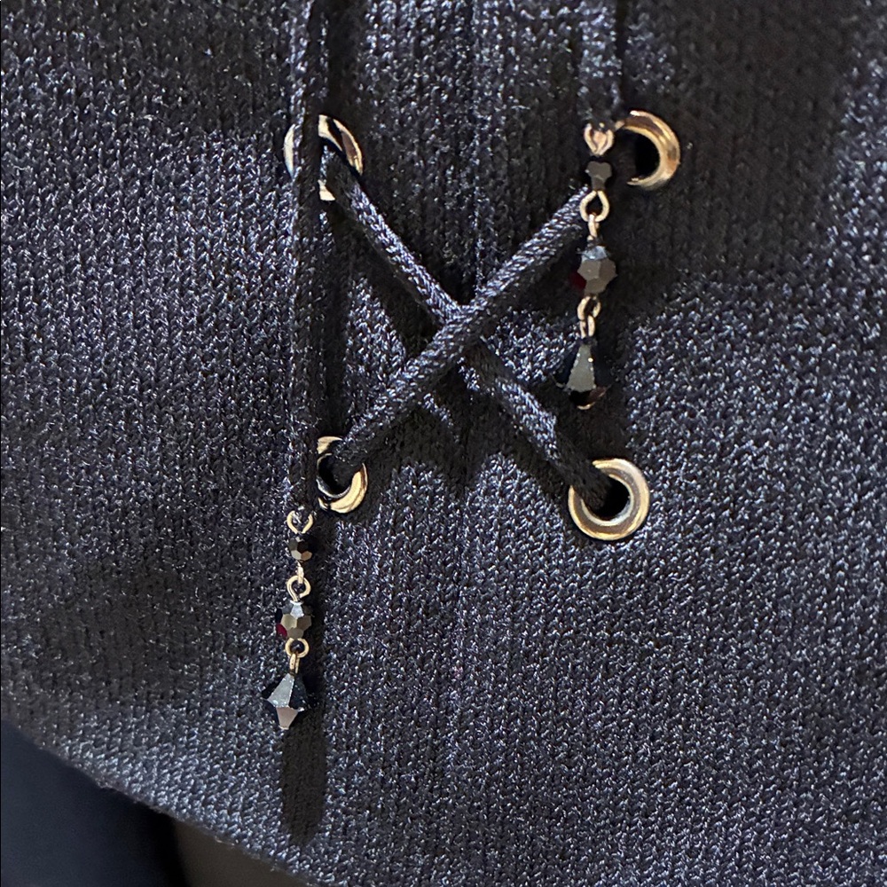 St. John NEW - Black Lace-Up Top - Picture 3 of 4